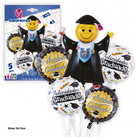 Ensemble de ballons en aluminium smiley de remise de diplôme