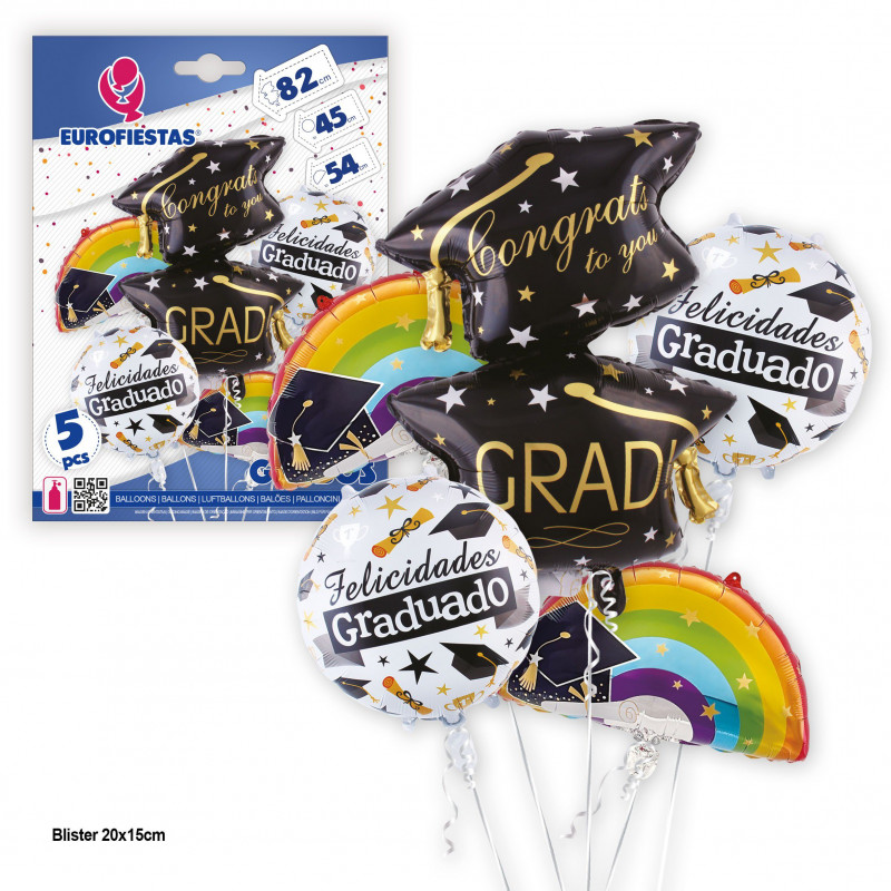 Ensemble de ballons en aluminium de remise de diplôme arc-en-ciel