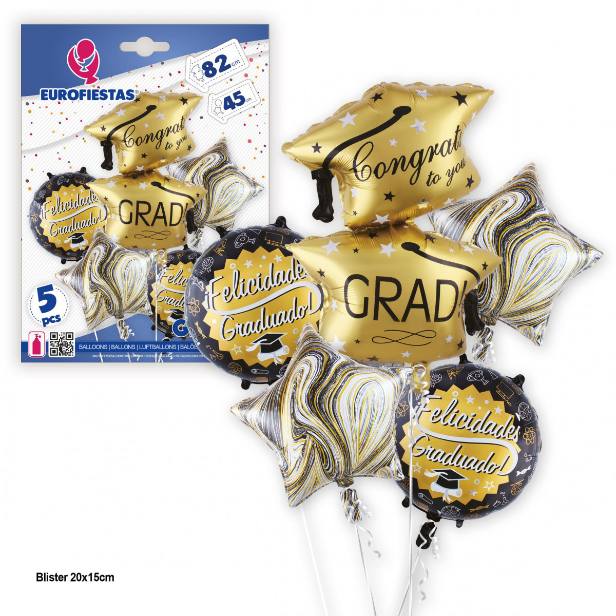 Ensemble de ballons de remise de diplôme en aluminium en forme d'étoile