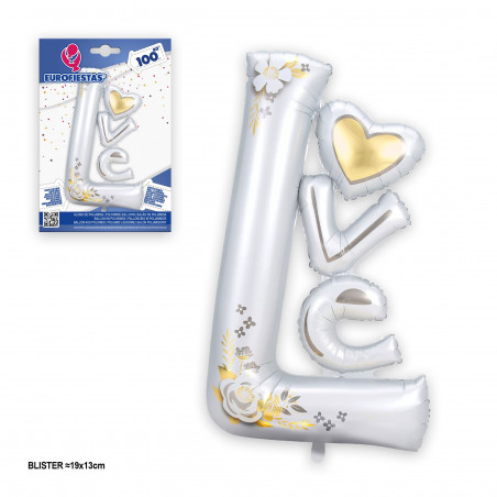 Ballon aluminium amour lettres blanches 100cm
