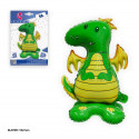 Ballon aluminium dragon vert avec support 58 cm