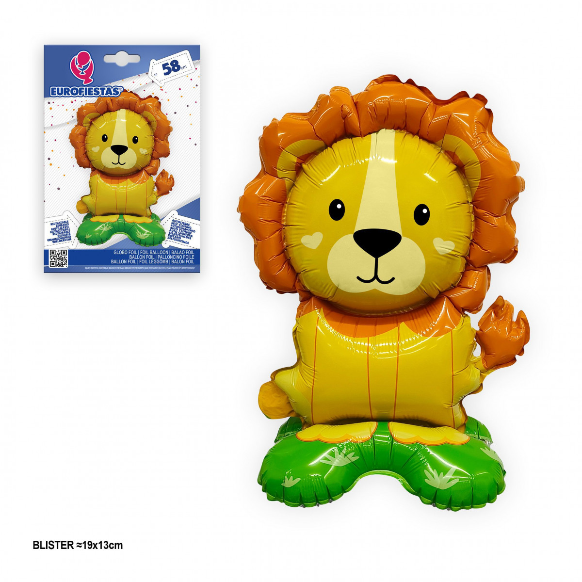 Ballon foil avec pied lion 58 cm