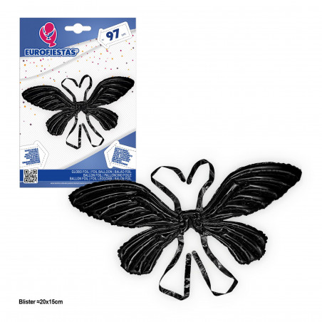 Ballon aluminium ailes de papillon 97cm noir
