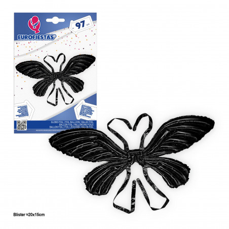 Ballon aluminium ailes de papillon noir 97 cm