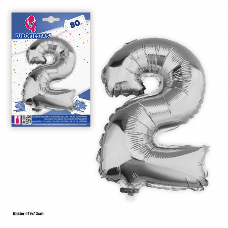 Ballon foil 80 cm argent n° 2