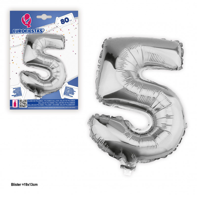 Ballon en feuille d'argent de 80 cm n° 5