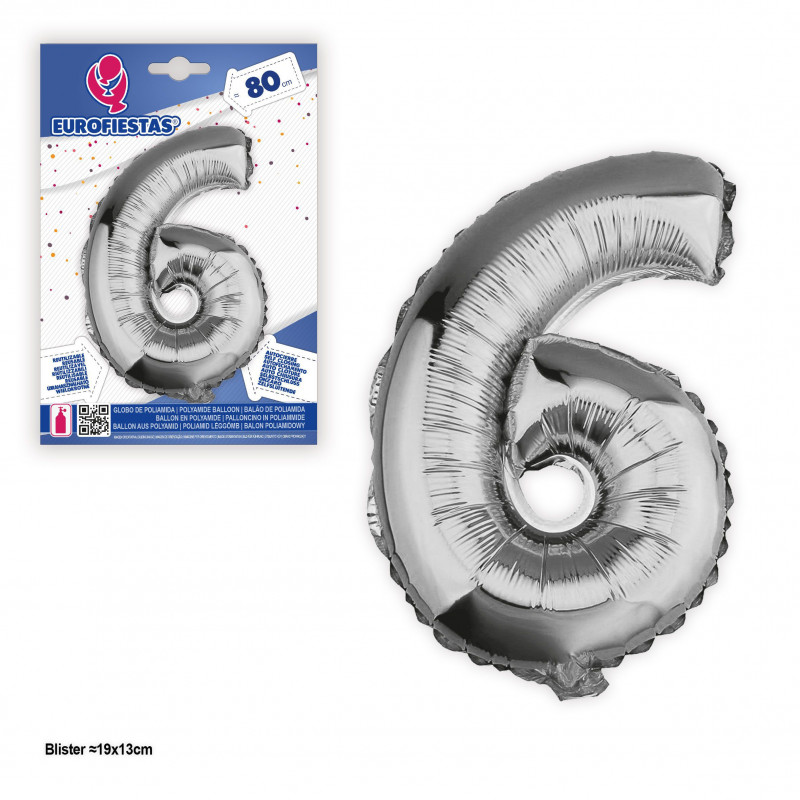 Ballon en feuille d'argent de 80 cm n° 6