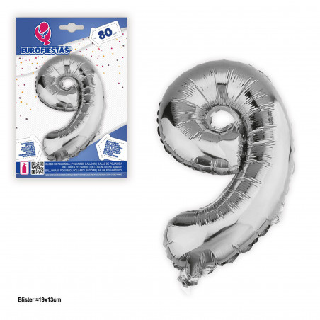 Ballon en feuille d'argent de 80 cm n° 9