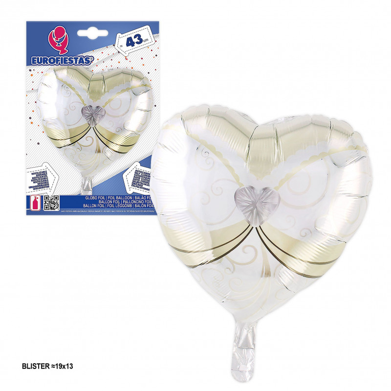 Ballon cœur blanc torse mariée 43 cm