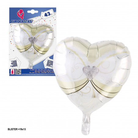 Ballon cœur blanc torse mariée 43 cm