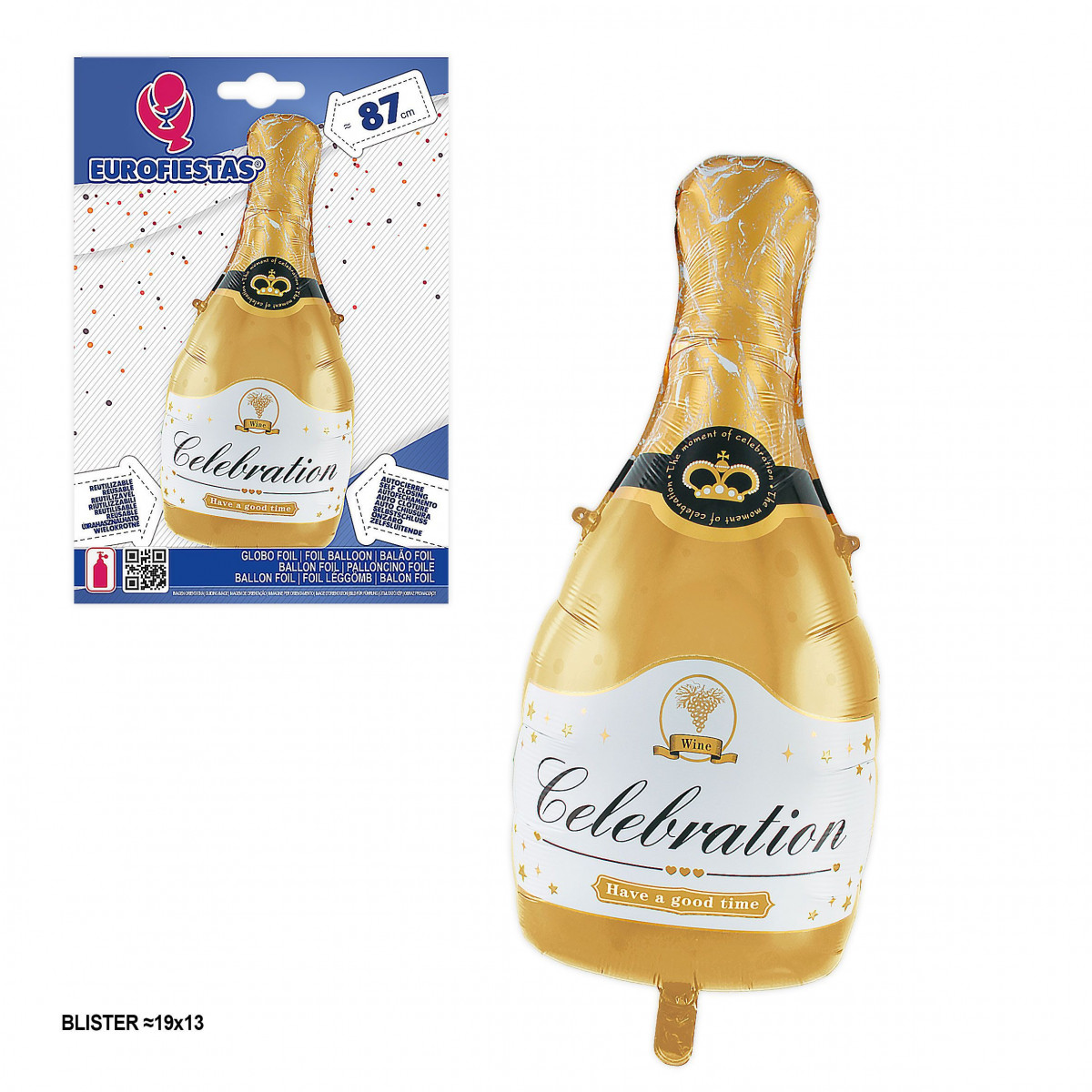 Ballon cœur bouteille de cava célébration or 86x44cm