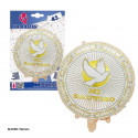 Ballon aluminium rond mon baptême colombe blanche 45cm