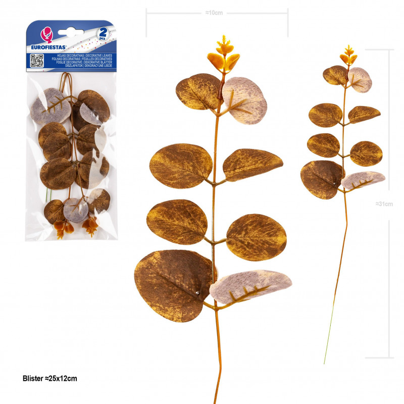 Feuille d'eucalyptus décorative à feuilles caduques 31 cm 2 pièces