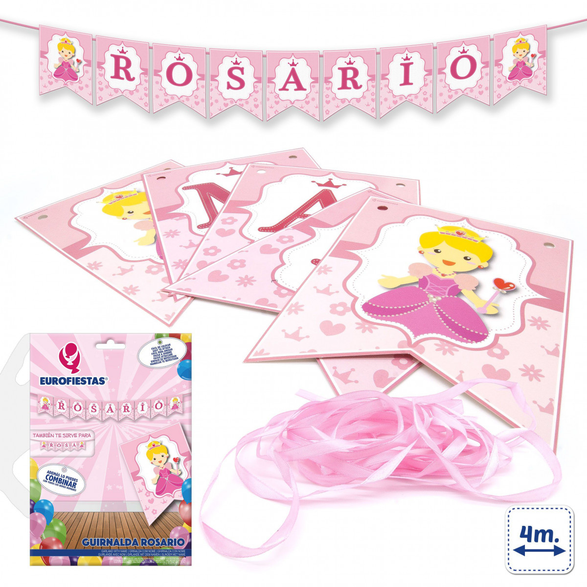 Guirlande de Fête avec nom au Design de Princesse