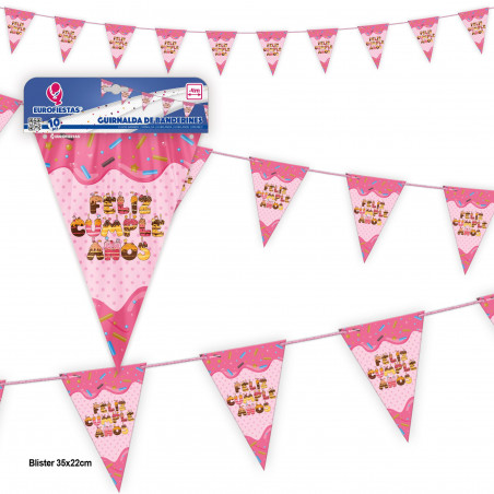 Guirlande de banderoles en chocolat rose joyeux anniversaire