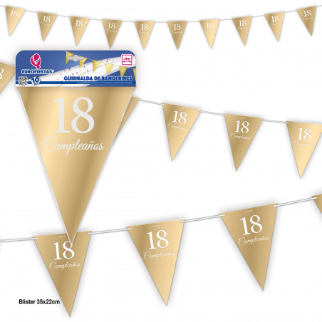 Guirlande de fanions collection or 18 anniversaire