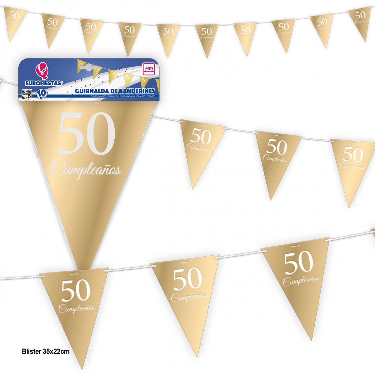 Guirlande de fanions collection or 50ème anniversaire