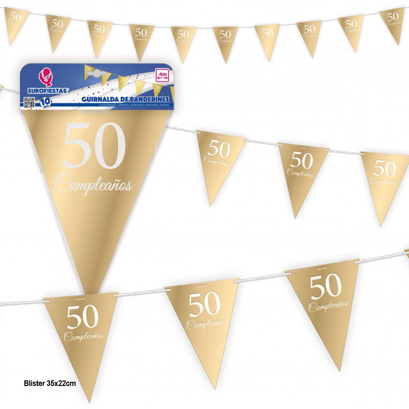 Guirlande de fanions collection or 50ème anniversaire