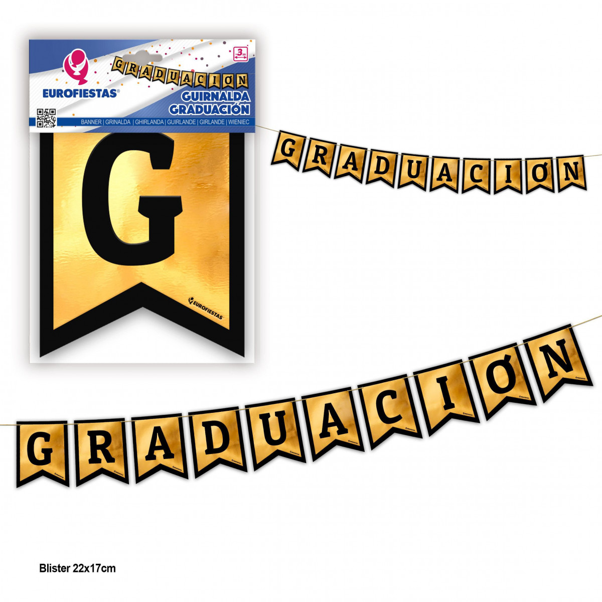 Guirlande de graduation fanions or brûlé