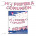 Guirlande de lettres communion calice bord or métallisé rose