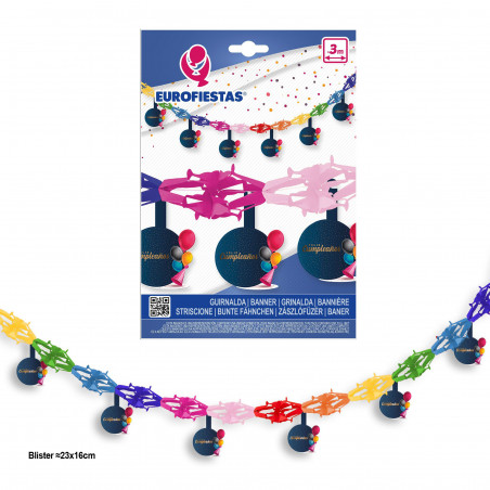 Guirlande en papier 3m suspendue anniversaire or