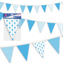 Guirlande de fanions bleus en papier.