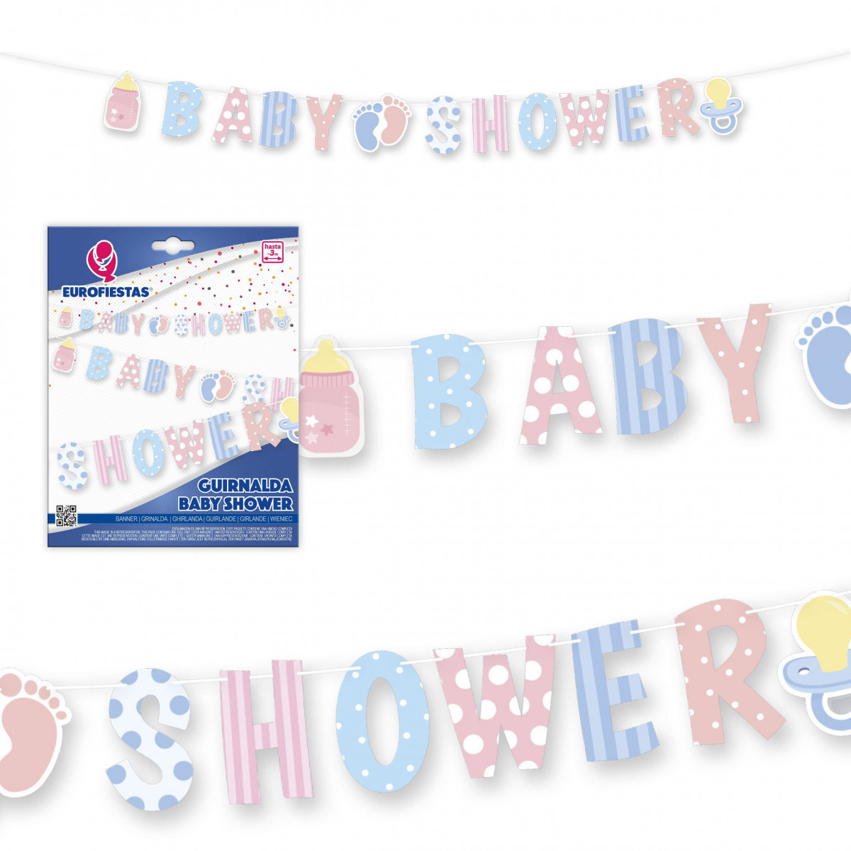 Guirlande de baby shower couleurs pastel