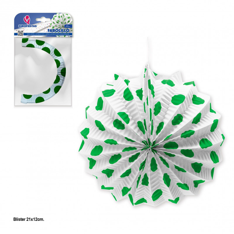 Lanterne blanche à pois verts