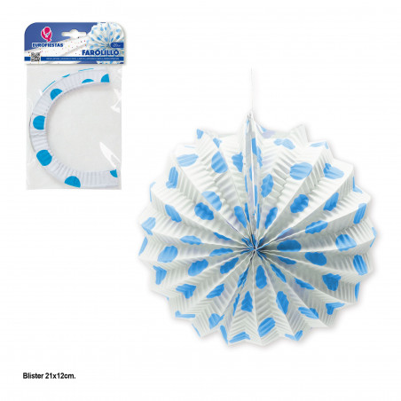 Lanterne blanche à pois bleus