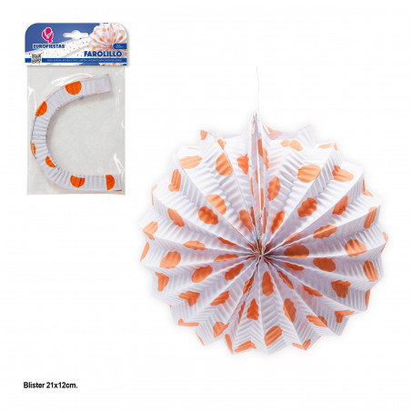 Lanterne blanche à pois orange