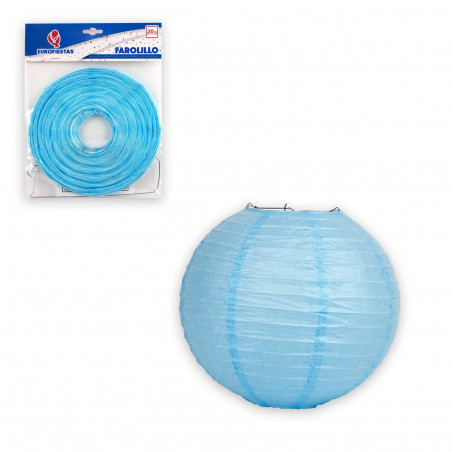 Lanterne ronde 20cm bleu clair