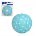 Lanterne ronde de 25 cm à pois bleu clair