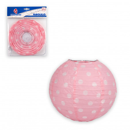 Lanterne ronde 20cm pois rose