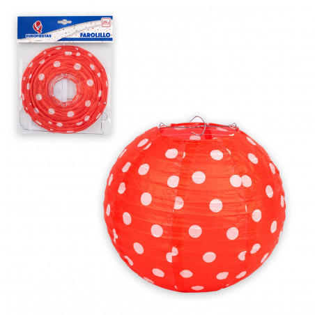 Lanterne ronde 25cm pois rouges