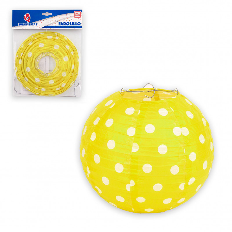 Lanterne ronde 25cm pots jaune