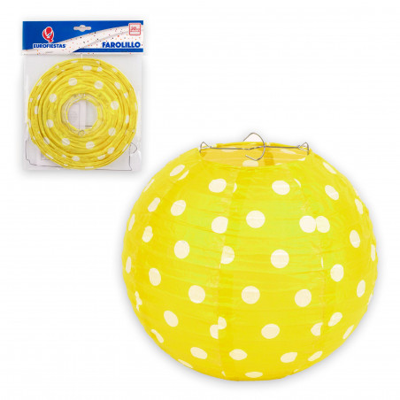 Lanterne ronde 30cm pots jaune