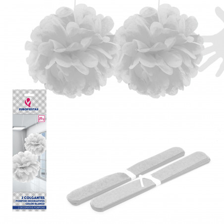 Pompons Golgante 2u 30cm blanc