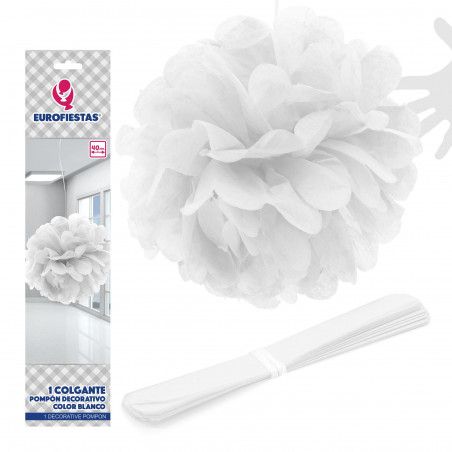 Pompon golgant 1u.40cm couleur blanche