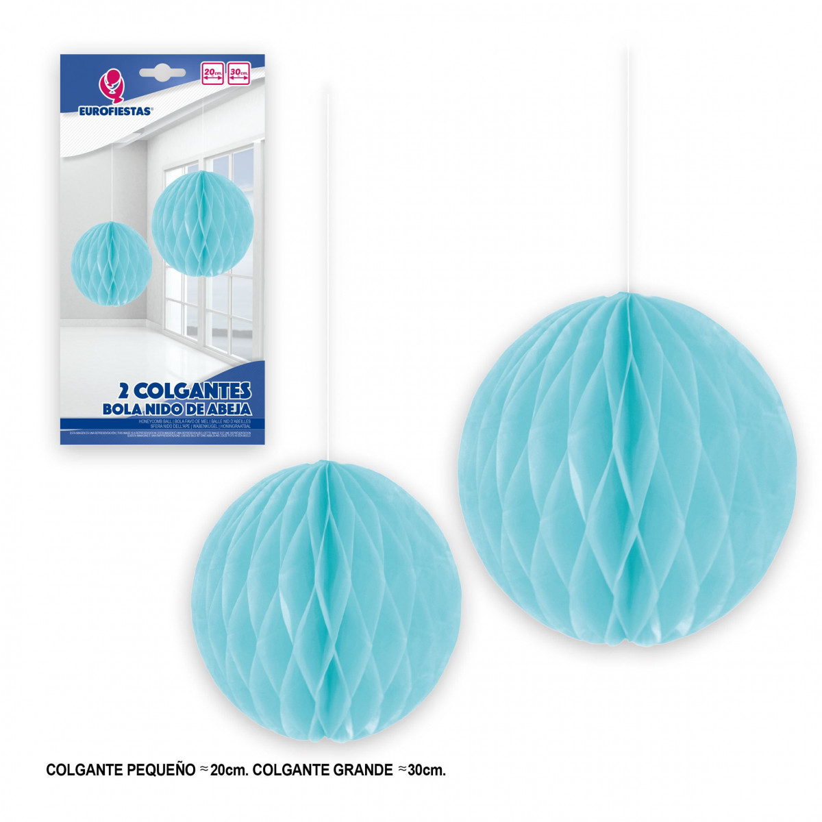 Boules nid d'abeille 2 bleu clair