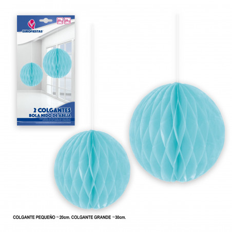 Boules nid d'abeille 2 bleu clair
