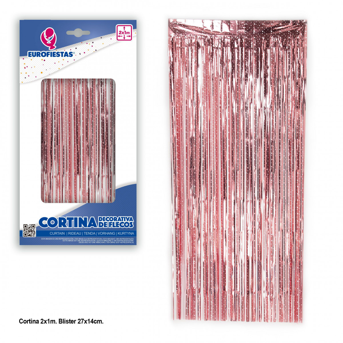 Cortine à franges 2x1 étoiles roses