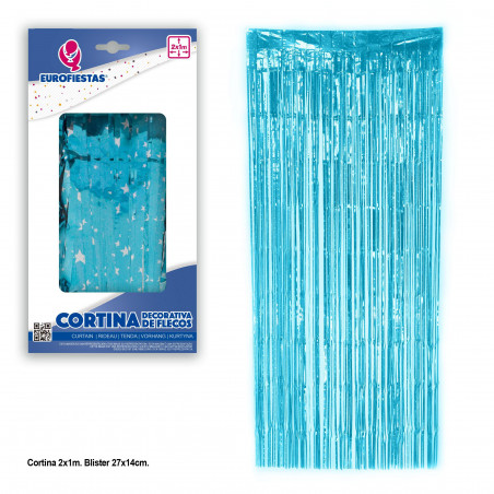 Cortina à franges 2x1 étoiles bleu ciel
