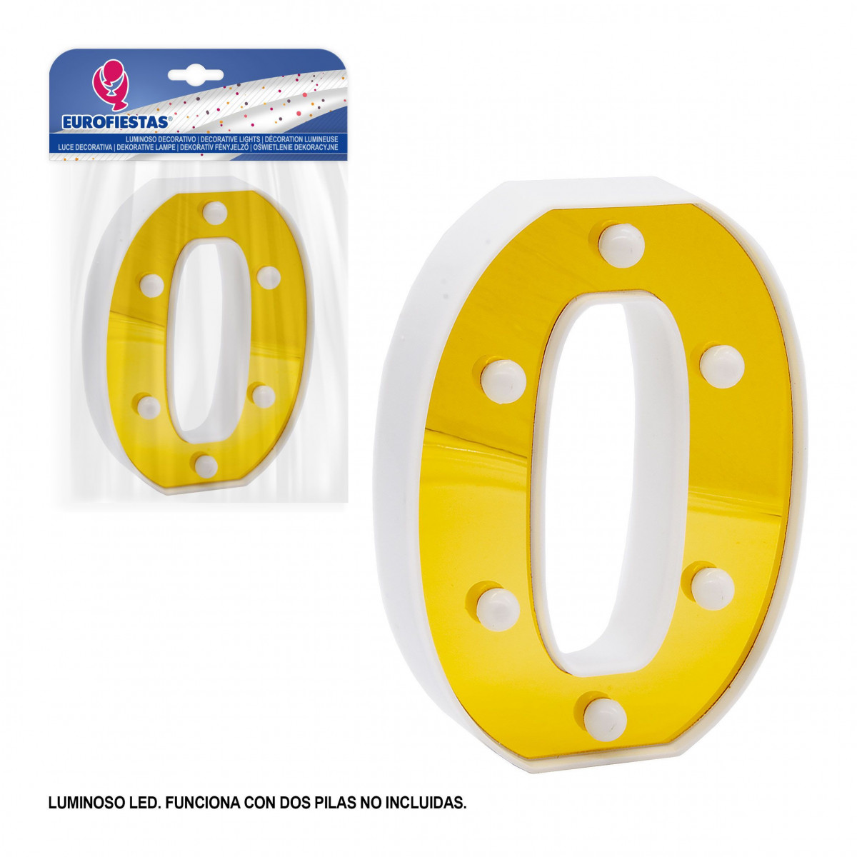 Chiffre LED 16cm doré 0