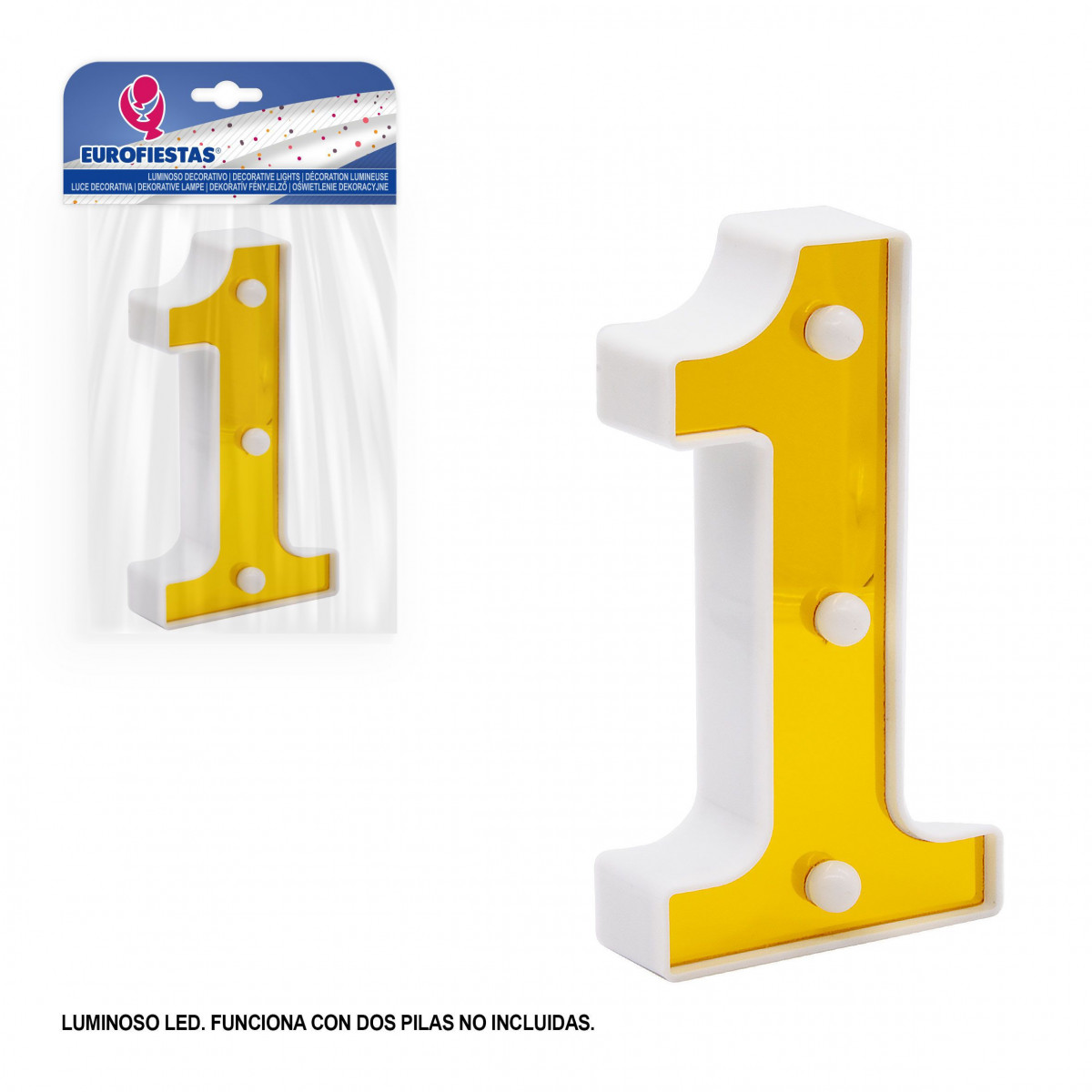 Chiffre LED 16cm doré 1