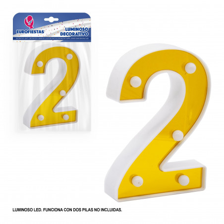 Chiffre LED 16cm doré 2