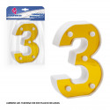 Chiffre LED 16cm doré 3