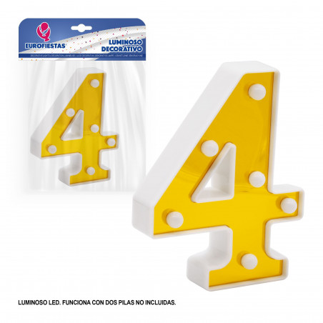 Chiffre LED 16cm doré 4