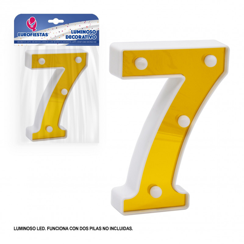 Chiffre LED 16cm doré 7