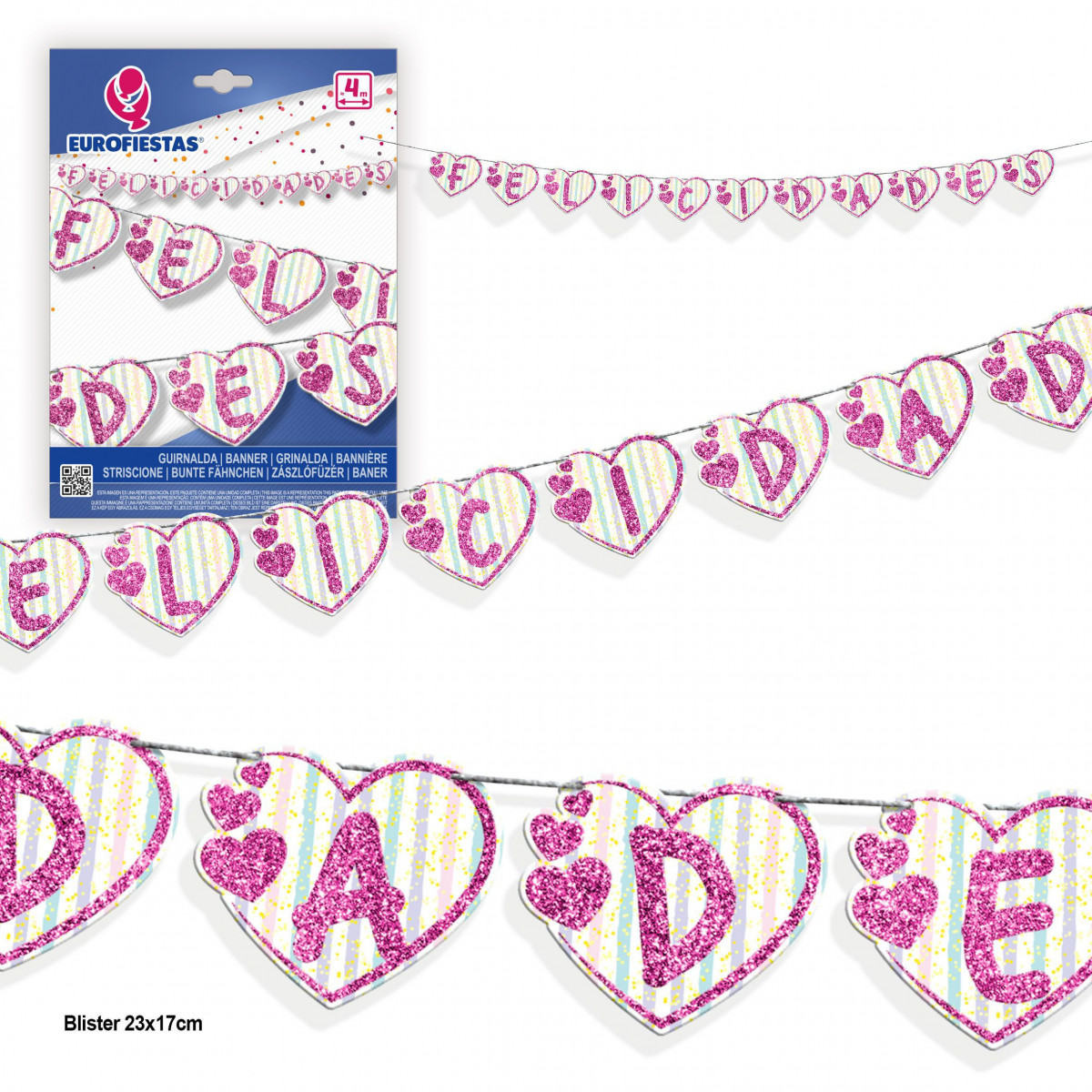 Guirlande coeur félicitations paillettes roses