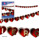 Guirlande coeur je t'aime rouge et or